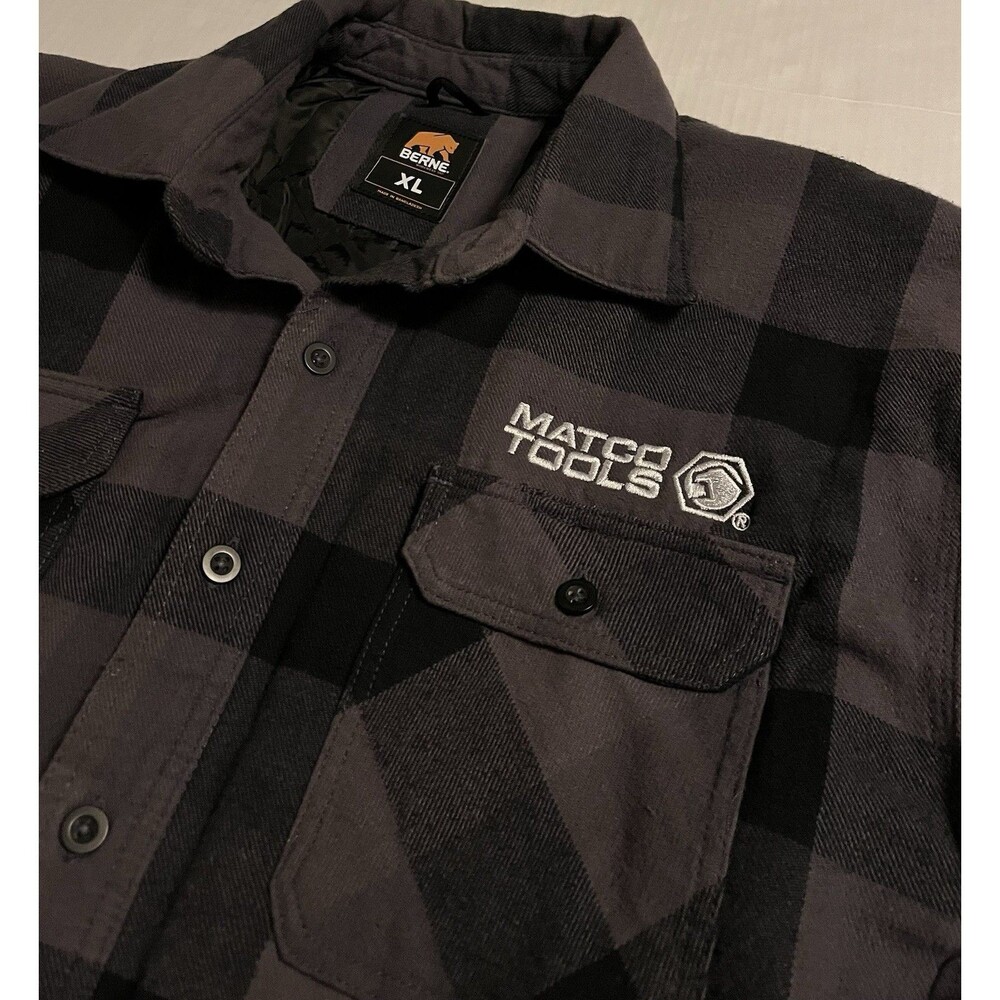Matco Tools Berne Workwear Plaid Flannel Shacket Shirt Jacket Lined Heavy XL